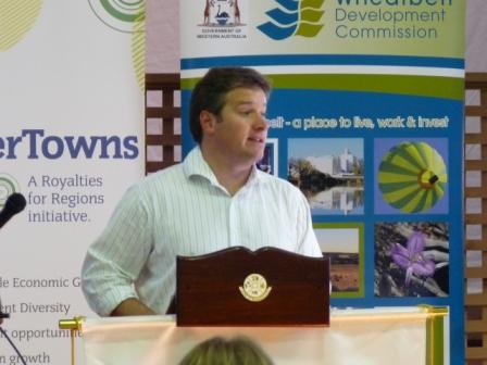 Minister Brendon Grylls speaking at the Jurien Bay Launch.