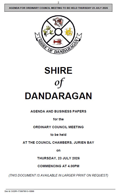 23 July 2026 Agenda