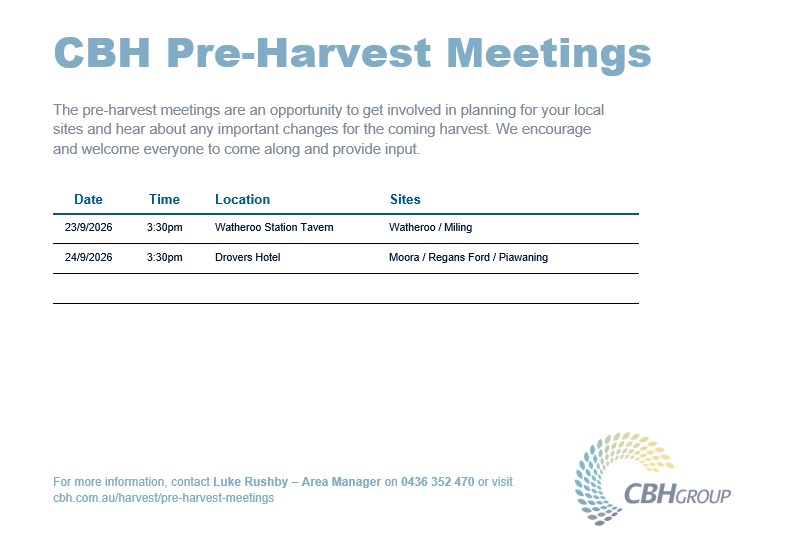 🌾CBH Pre Harvest Grower Meetings 🌾